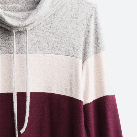 MARKET & SPRUCE Cameron Cowl Neck Brushed Knit Top - Burgundy - Size M NWT - Picture 3 of 4